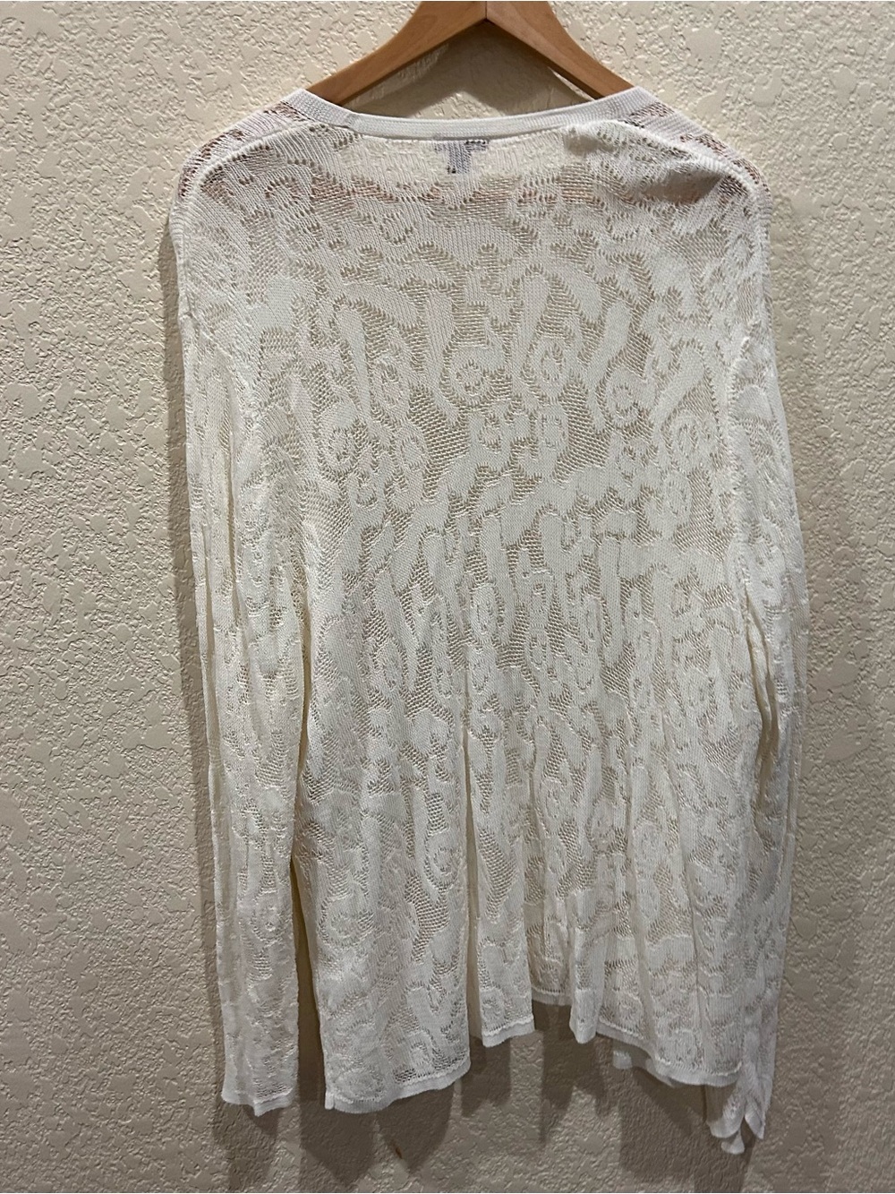 J.Jill 3X Lightweight Lace Open-Front Cardigan - White - Picture 5 of 7